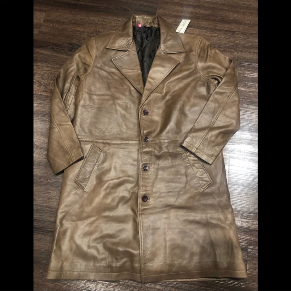 🎾 Batman Real leather brown coat NWT - Picture 5 of 8